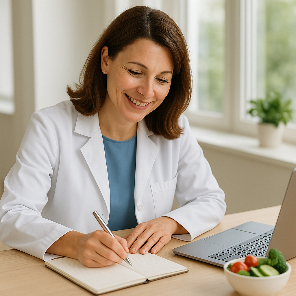Dr. Olivia Carter at her desk
